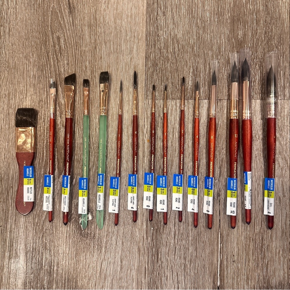 15 Princeton Neptune Professional Watercolor Paintbrushes Synthetic Brushes NEW